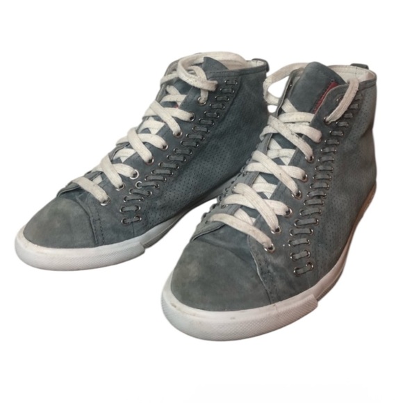 Prada Mid Top Eyelet Cap Toe Gray Sneaker Size 37.5 / US 6.5-7 - Picture 6 of 11